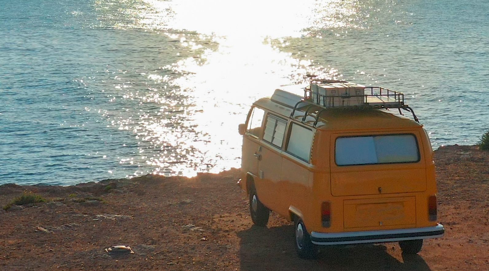 Vintage camper VW camper by the sea