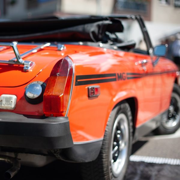 Orange classic convertible MG